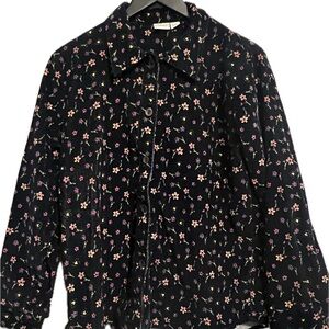 Cottage corp Floral Corduroy shirt.Navy with purple and yellow flowers.Medium